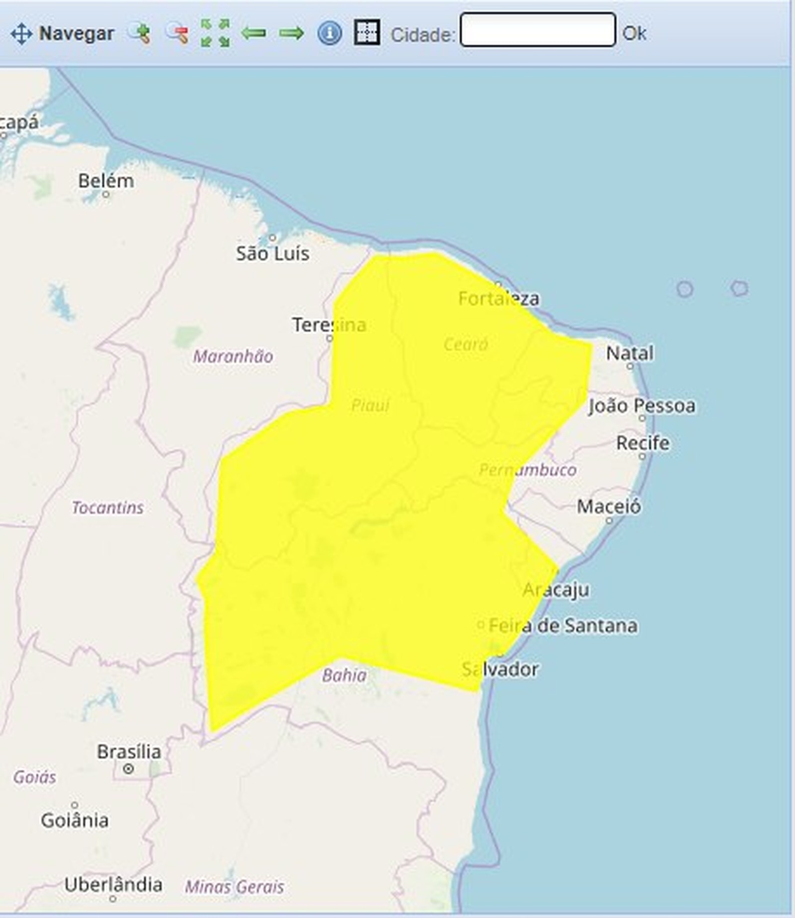 Inmet emite alerta de chuvas intensas para 98 cidades da Paraíba nesta quinta-feira (6) — Foto: Inmet/Reprodução
