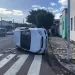 Colisão entre dois veículos terminou com um carro capotado, em João Pessoa — Foto: Reprodução / Semob-JP